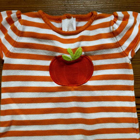 Gymboree orange white striped pumpkin knit short sleeve dress SIZE 4T - Picture 2 of 4